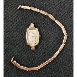 Paul Breguette 17 Jewels 10K Gold Filled Ladies Wristwatch W/ 1/20 10k Band READ